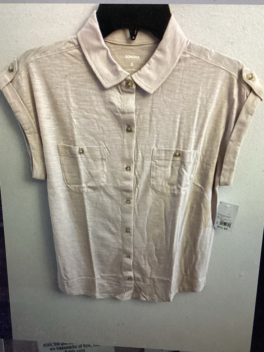Sonoma Blush Short-Sleeve Button Front Shirt